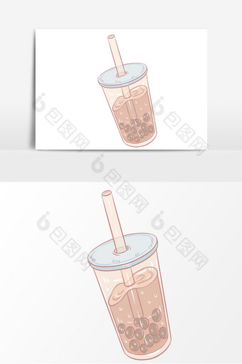 珍珠奶茶手账元素图片