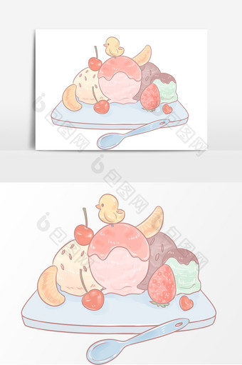 甜品蛋糕手绘卡通元素图片