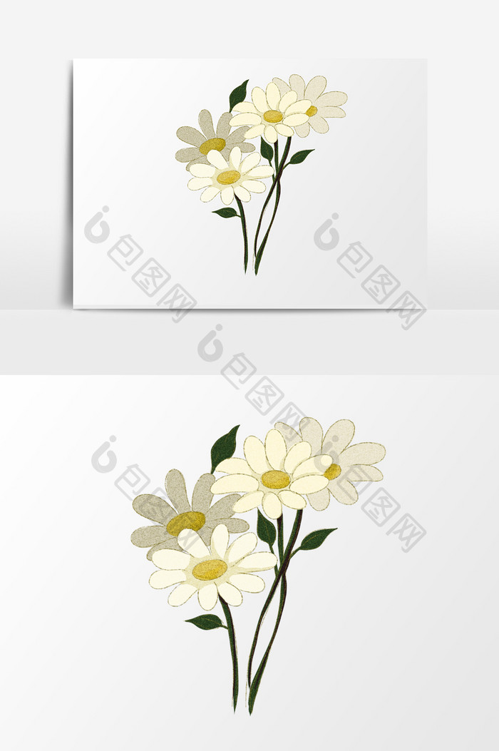 手绘卡通小清新水彩花卉植物小雏菊
