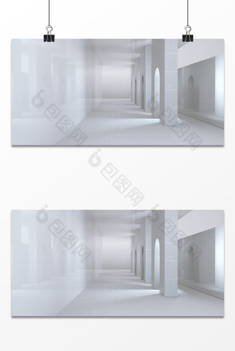 C4D立体白色简约地产大气装饰背景图片