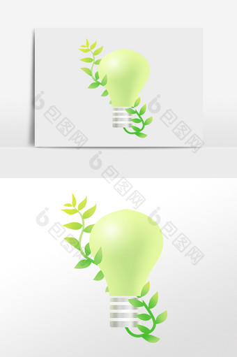 手绘绿色环保节能环保灯泡插画图片
