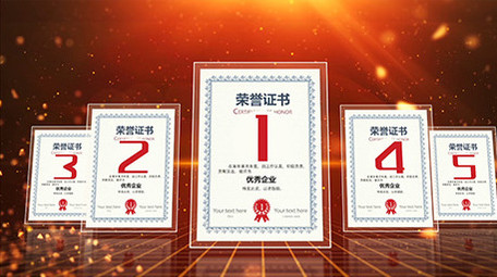 震撼大气专利资质奖牌文件证书AE模板