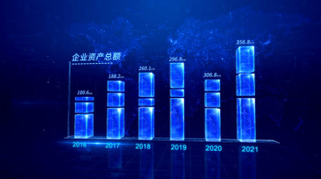 立体蓝色科技数据统计柱状图AE视频模板