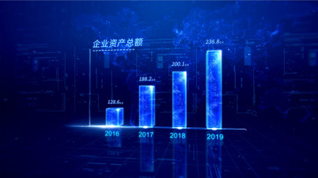 立体蓝色科技数据统计柱状图AE视频模板