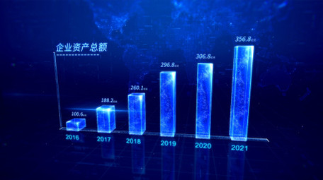 立体蓝色科技数据统计柱状图AE视频模板