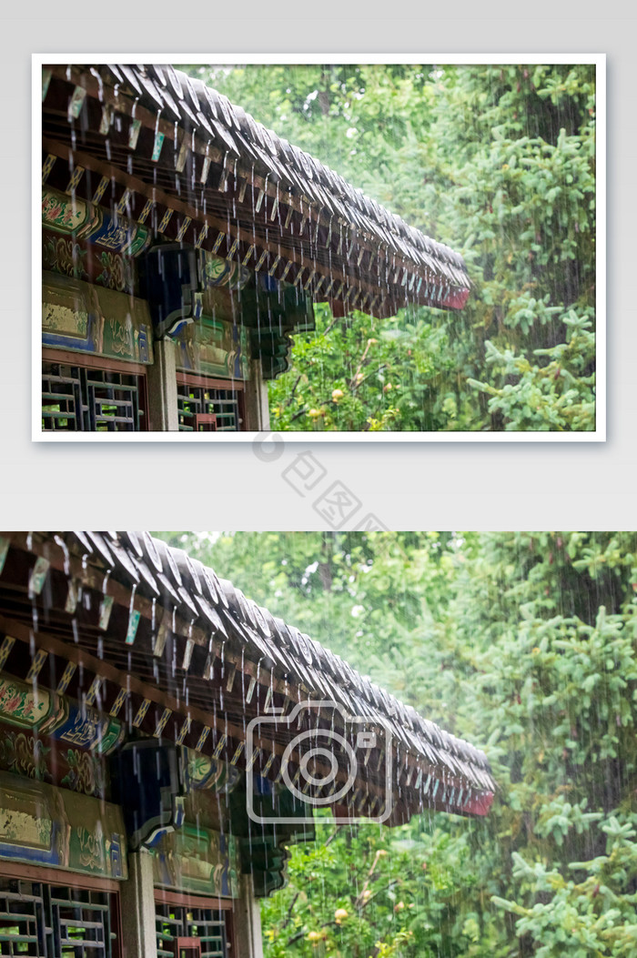 暴雨季节古建筑摄影图片