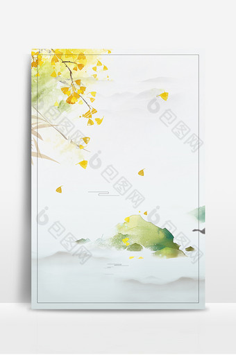 秋季植物山水边框背景图片