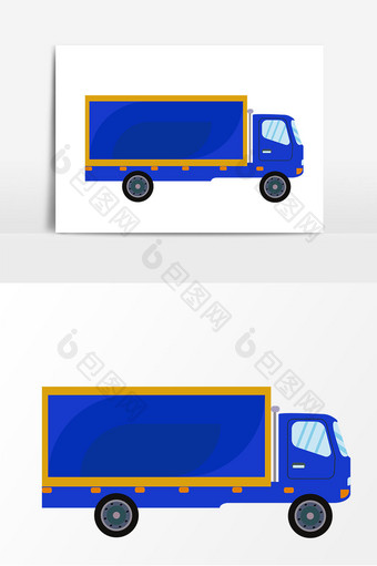 蓝色集装箱卡车矢量元素图片