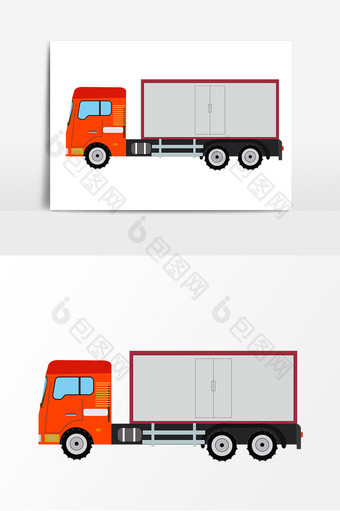 红色物流集装箱卡车矢量元素图片
