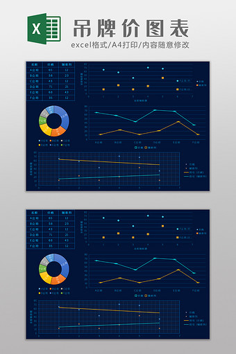 科技风吊牌价格图表Excel模板图片