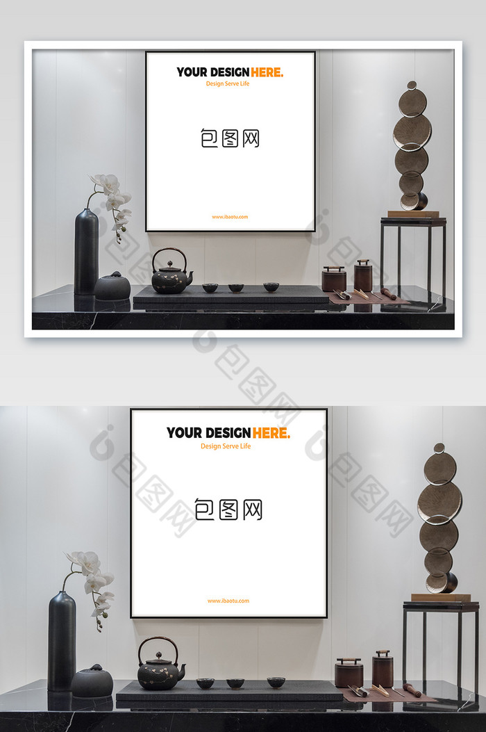 新中式客厅茶具搭配画框图片图片