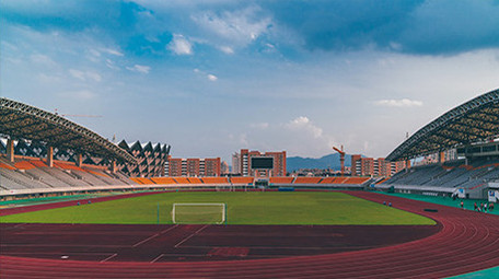 运动体育场足球场大范围延时拍摄视频