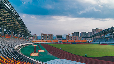 运动体育场足球场大范围延时拍摄视频