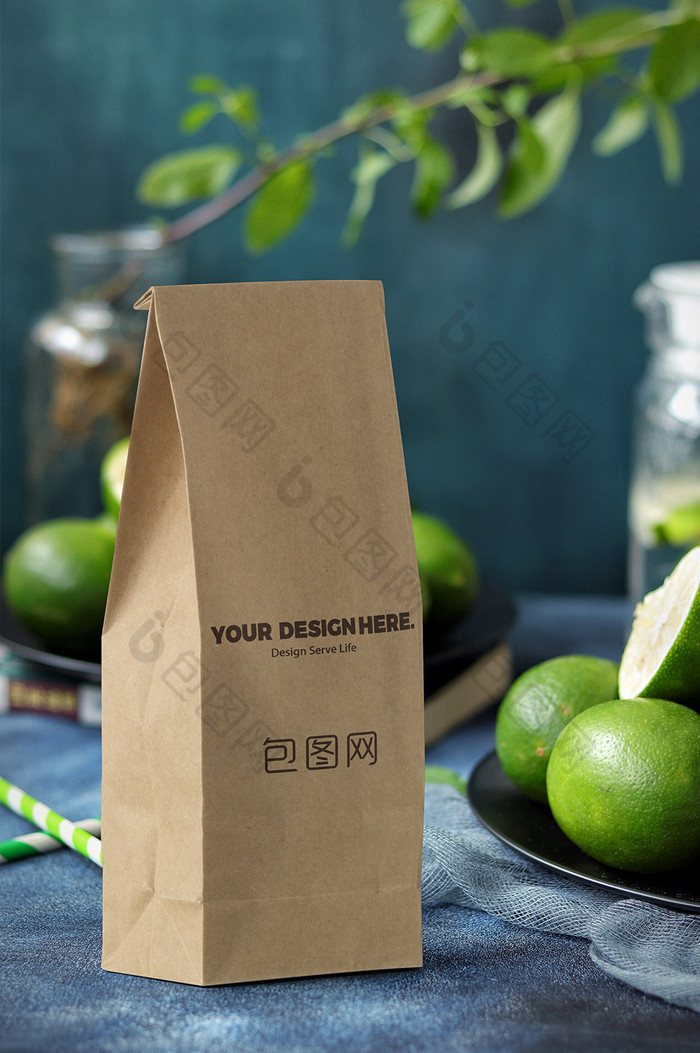 水果青柠檬牛皮纸袋包装图片图片