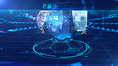三维科技蓝色场景点线粒子<strong>图文</strong>展示AE模板