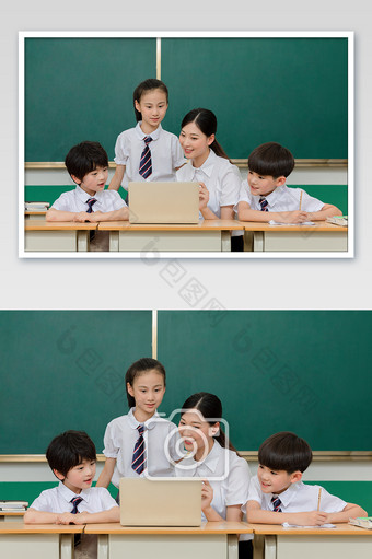 老师辅导学生电脑在线学习图片