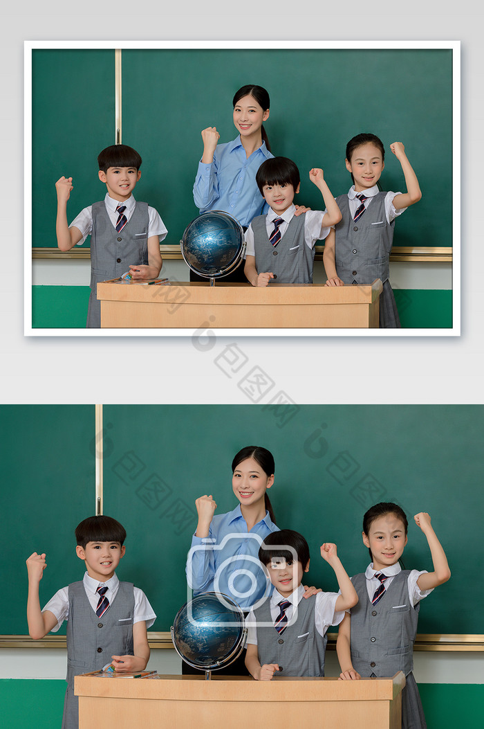 课堂里老师和同学一起举手图片图片
