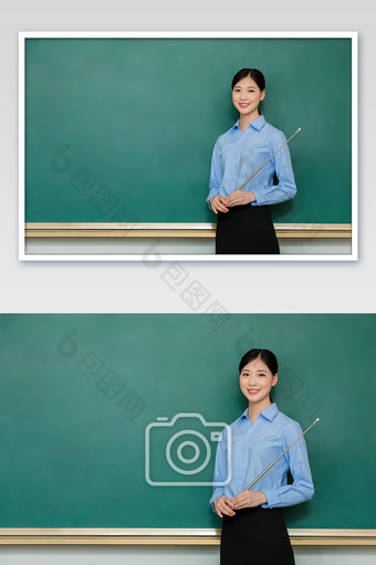 站在黑板前的女老师图片