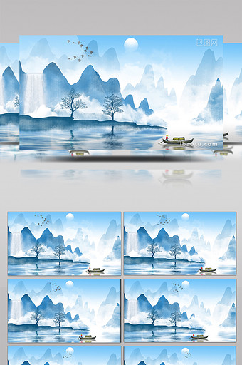 中国风水墨梦幻山水动画素材背景特效视频图片