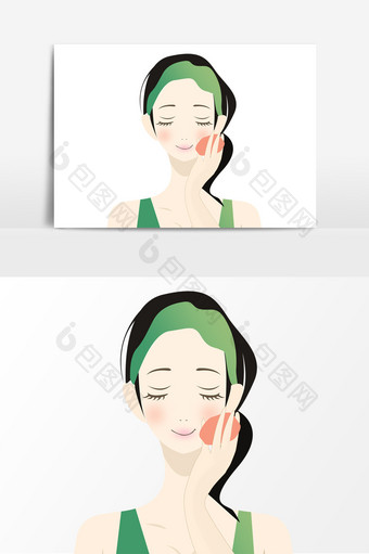 美容护肤人物卡通元素图片