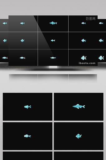 15组带通道任意组合卡通鱼游动视频元素图片