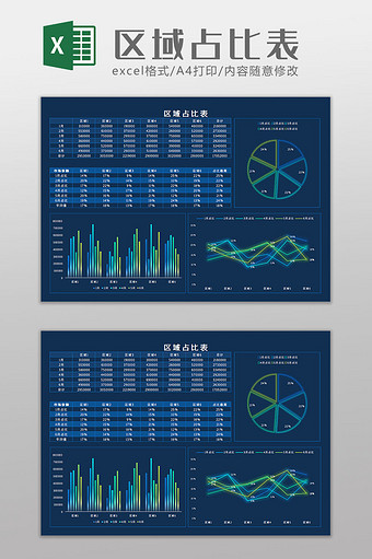 区域占比科技可视化Excel模板图片