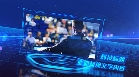 互联网蓝色科技场景<strong>图文</strong>展示AE模板