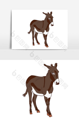 卡通矢量动物棕色小驴素材元素AI素材图片