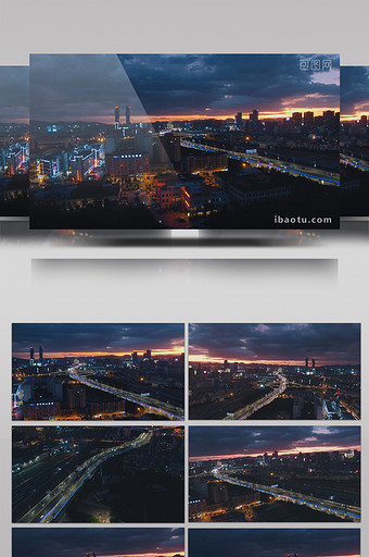 4k昆明城市地标建筑夕阳夜景落日航拍图片