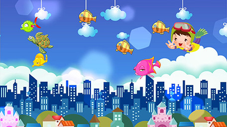 卡通翱翔天空梦幻背景