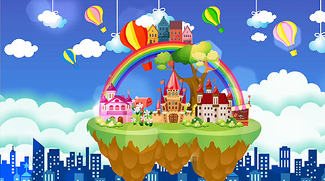 卡通梦幻城市岛背景