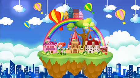 卡通梦幻城市岛背景