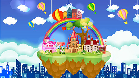 卡通梦幻城市岛背景