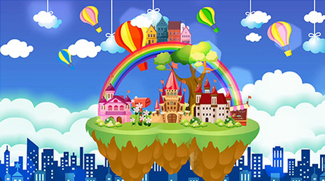 卡通梦幻城市岛背景