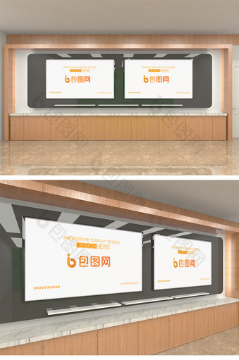 现代室内灯箱展板海报墙面贴图样机logo图片