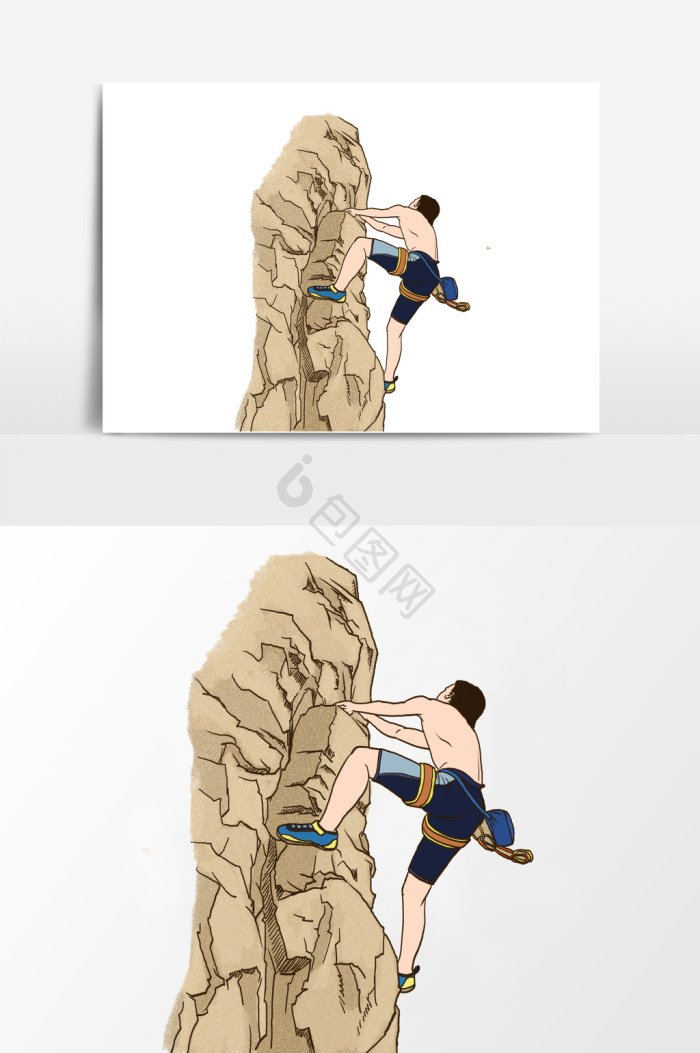 简笔画爬山人物图片