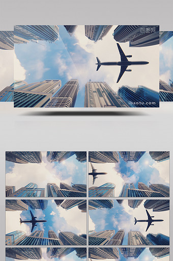 4K飞机飞过高楼大厦超高清背景视频素材图片