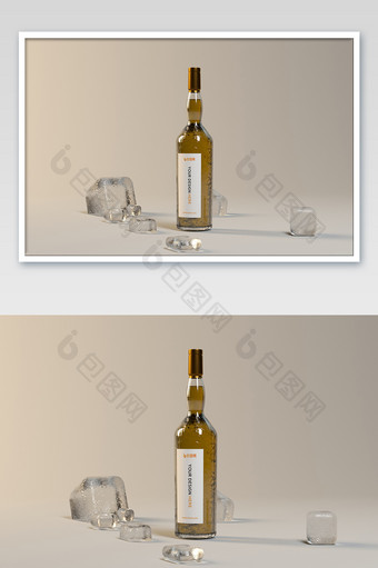 玻璃酒瓶logo样机图片