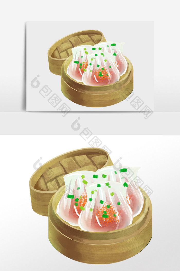 广式小吃食物烧麦插画图片图片