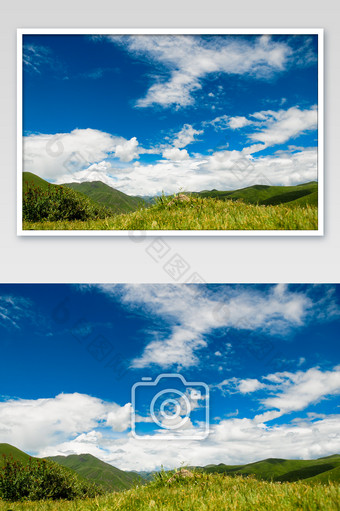 大气蓝天草原高原风景图片