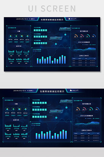 深色科技感电商数据可视化界面图表网页界面图片