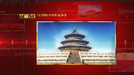 红色大气党政时间线发展图文AE模板