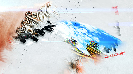 大气中国风泼墨粒子消散水墨图文AE模板