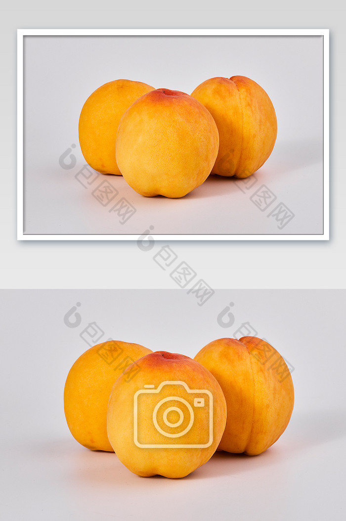 黄色黄桃水果桃子新鲜白底美食摄影图片图片