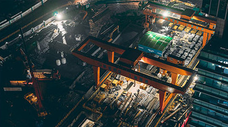 杭州南星桥地铁站建设工程夜拍工作延时视频