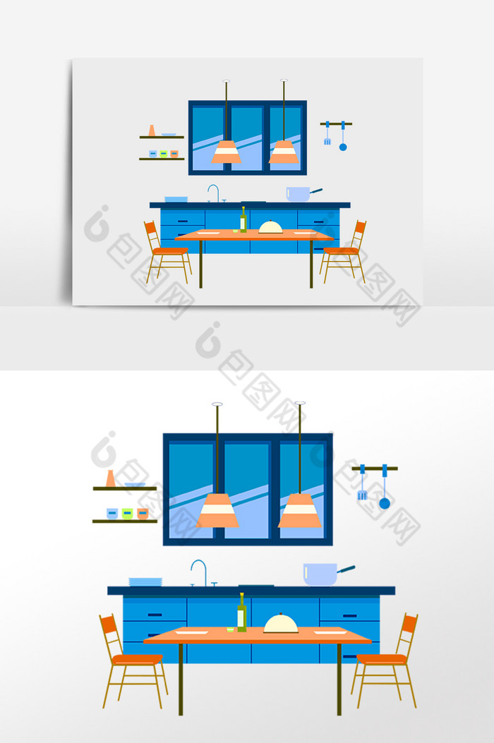 厨房厨具餐厅餐桌插画图片图片
