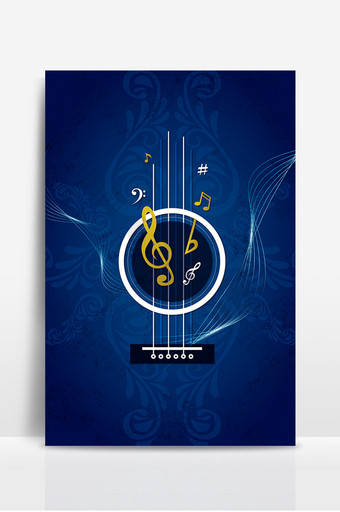 蓝色琴弦乐器音符背景图片