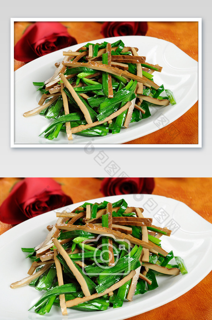 素菜美食韭菜炒香干摄影图片图片