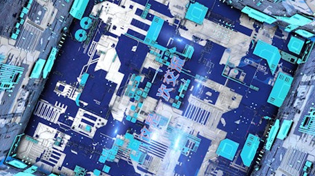 E3D震撼科技感蓝色图文展示三维动态模板