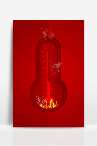 红色质感温度计夏季背景图片